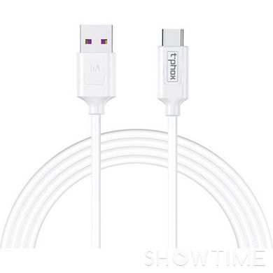 Кабель T-Phox Flash USB - Type-C White 1м (T-C824 WHITE) 470568 фото