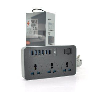 Сетевой фильтр Voltronic ТВ-Т09/08969 3 розетки, 6 USB, 2 м, Grey 1-011259 фото
