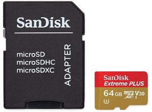Карта пам'яті SanDisk 64GB Miсro-SDXC class 10 UHS-I U3 A2 SD-адаптер 2605 1-001061 фото