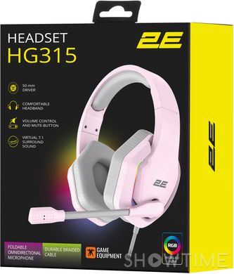 Гарнітура 2E Gaming HG315 RGB USB 7.1 Pink (2E-HG315PK-7.1) 1-010560 фото