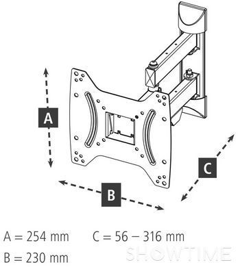Hama Fullmotion TV Wall Bracket 1 Star 19"-48" Black (00118101) &mdash; Крепление настенное поворотное TV-WB, AR-2, для ТВ 19-48" 1-008962 фото