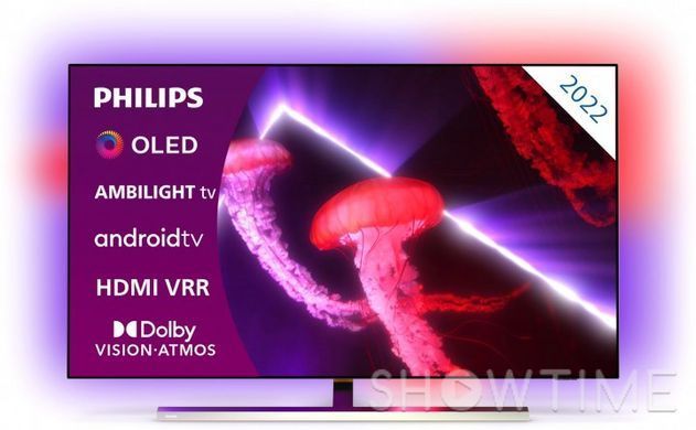 Philips 55OLED807/12 &mdash; ТБ 55", UHD, OLED, Smart TV, HDR, Ambilight, Android TV, 120 Гц, 70 Вт, 16 Гб, Eth, Wi-Fi, Bluetooth, Silver 1-007283 фото