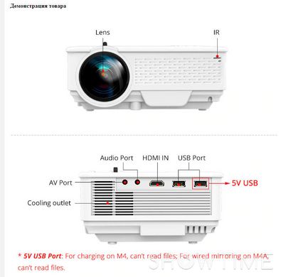 Проектор мультимедійний 3LCD HD 2200 лм Wi-Fi TouYinger M4 720p 543779 фото