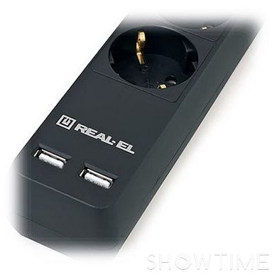 Мережевий фільтр-подовжувач Real-EL RS-6 Protect USB Black 5.0м 476653 фото