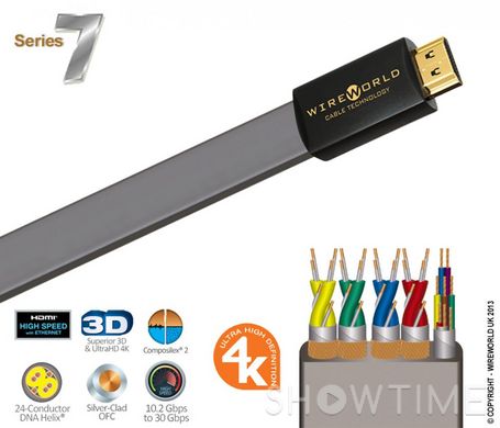 HDMI кабель Wireworld Silver Starlight 7 HDMI-HDMI 0.3m, v2.0, 3D, UltraHD 4K 424629 фото