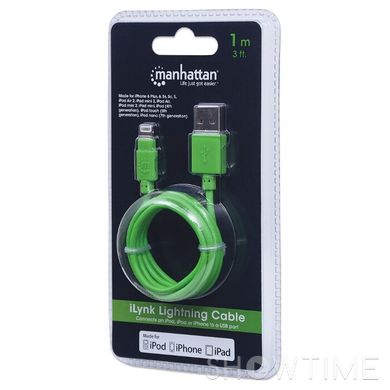 Кабель Manhattan iLynk Lightning Cable Green 1м (394215) 469316 фото
